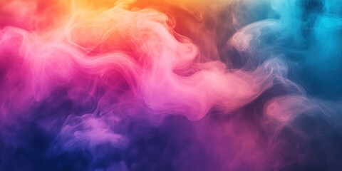 Fototapeta premium Abstract colorful, multicolored smoke spreading, bright background for advertising or design, wallpaper for gadget. Neon lighted smoke texture, blowing clouds. Modern designed , ai