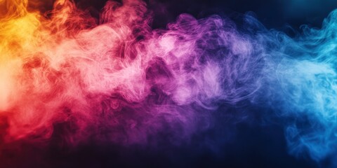 Abstract colorful, multicolored smoke spreading, bright background for advertising or design, wallpaper for gadget. Neon lighted smoke texture, blowing clouds. Modern designed , ai