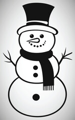 cute friendly snowman for coloring book for kids