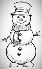 cute friendly snowman for coloring book for kids