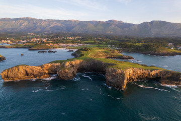 Fototapeta premium Aerial view of Spanish coast in Asturias on north of Spain 