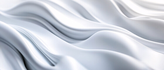 Obraz premium Abstract White Fabric Waves, Flowing Silky Texture Background