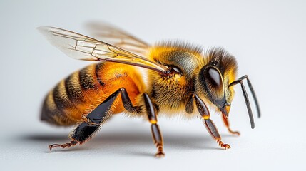 A busy bee on a white background