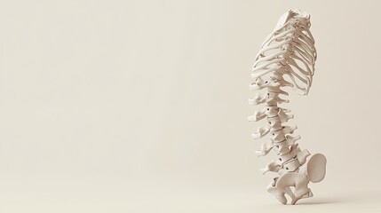 Obraz premium Anatomical diagram of the human vertebrae isolated on a single-color background with space for text.
