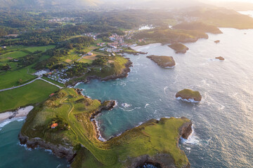 Aerial view of Spanish coast in Asturias on north of Spain
