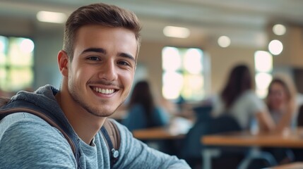 Cheerful Student in Classroom