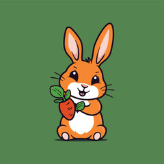 Illustration of a cute bunny holding a carrot