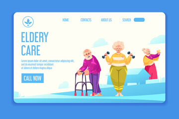 Elderly care hand drawn landing page