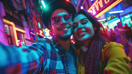 Obraz premium The couple taking selfie