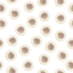 Watercolor abstract circles. Seamless pattern. Simple surface design.
