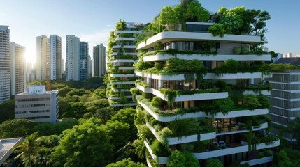 48 Green financial district with ecofriendly buildings, representing sustainable finance
