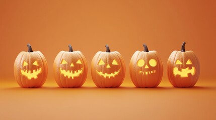 On an orange background, generating AI Jack O Lanterns for Halloween