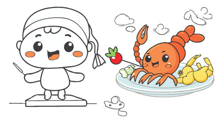 coloring page cartoon character vector illustration 