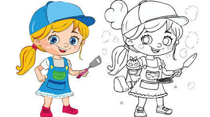 coloring page cartoon character vector illustration 
