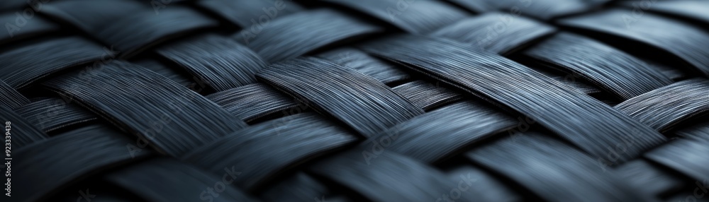 Poster close-up of a textured woven pattern showcasing a deep blue hue, perfect for backgrounds and design 