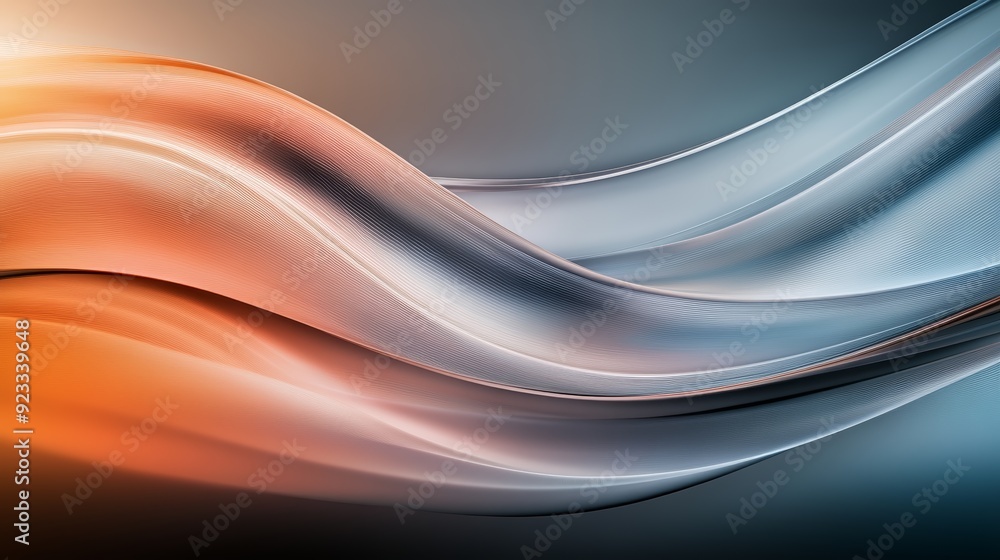 Aufkleber abstract wave pattern in soothing shades of orange and blue, creating a sense of movement and tranqu
