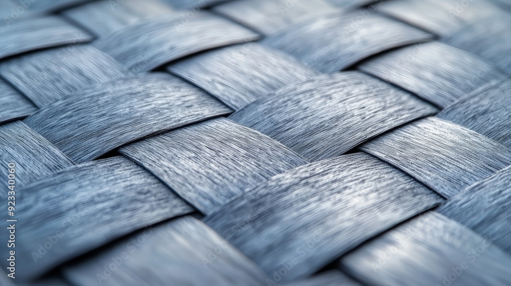 Poster close-up of woven texture in shades of blue, highlighting the intricate patterns and soft surface, p