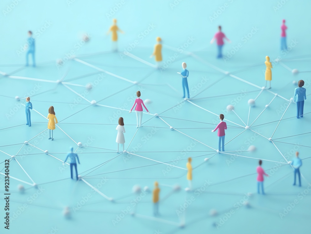 Aufkleber network of people connected by strings.