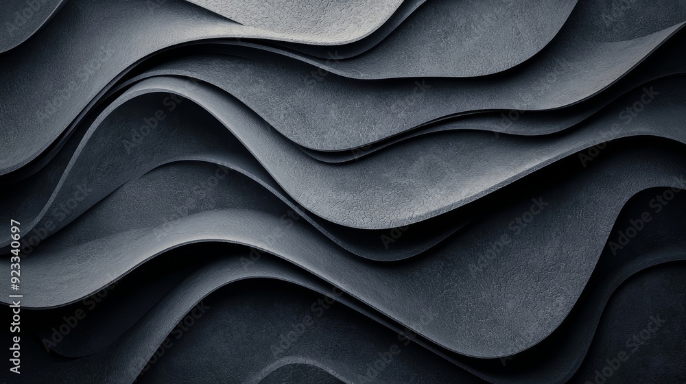 Poster an abstract close-up of flowing black curves creating a visually striking and modern background perf