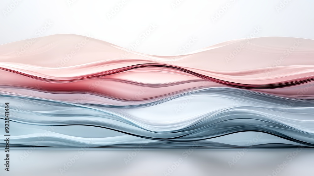 Poster abstract wavy patterns in soft pink and blue hues create a serene visual experience, perfect for mod
