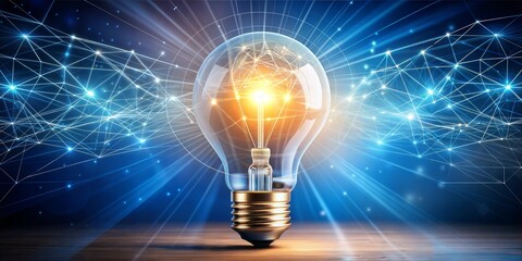 abstract scientific illustration featuring a light bulb to symbolize new ideas and innovation.