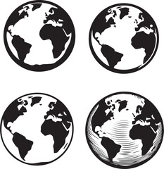 silhouette of clean vector Globe   isolated on white background