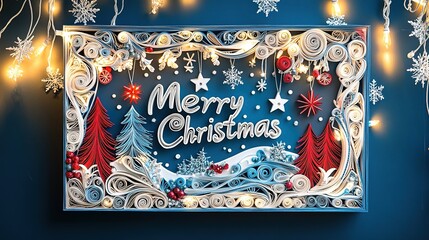 Stunning American-Themed Christmas Quilling Frame: Festive Decorations with 'Merry Christmas' Text