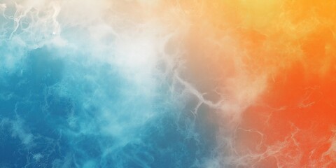 Fototapeta premium Abstract grainy colorful background, pale blue orange white color gradient, noisy texture light summer banner poster backdrop design
