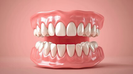 Fototapeta premium Human teeth anatomy isolated on a plain color background, with room for dental information.