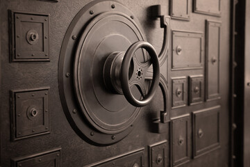 bank vault, bank safe door, concept of reliability and safety