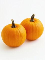 Obraz premium Harvest Festive Pumpkins with Stems on a White Background