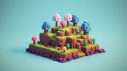 Obraz premium land Game 3d pixel Cartoon