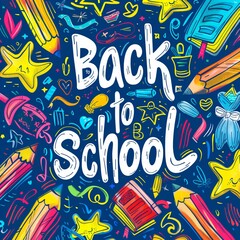 Fototapeta premium colorful text back to school on chalkboard