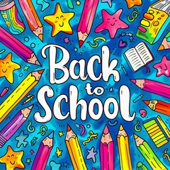 colorful text back to school on chalkboard