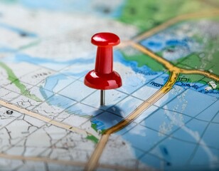 Map with a marked location, illustrating geographic positioning and site identification.