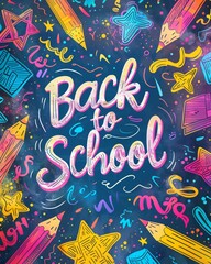 colorful back to school text poster