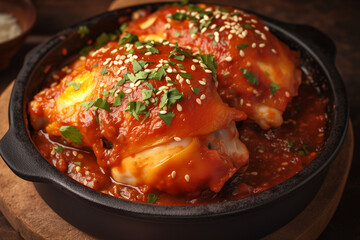 authentic mexican mole poblano served over tender chicken with sesame seeds and cilantro