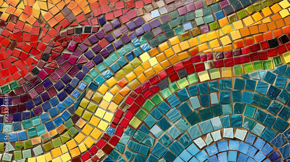 Fototapete an abstract mosaic background with tiny colorful tiles, creating a vibrant and intricate design.
