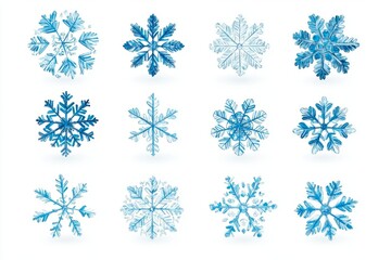 Fototapeta premium Snowflake vector image with light blue color set , white background 