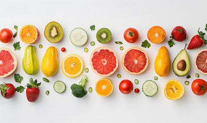 vegetable and fruits photo or illustrator on white background