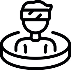 Line art icon of a man wearing a vr headset and experiencing virtual reality
