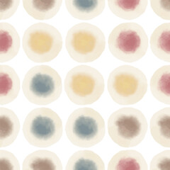 Watercolor abstract circles. Seamless pattern. Simple surface design.