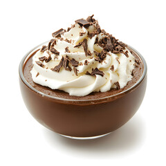 Chocolate Mousse with Whipped Cream isolated on white background