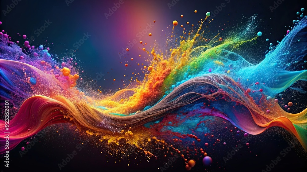 Wall mural vibrant and dynamic abstract fluid particles in energetic movement, fluid, particles, vibrant, abstr