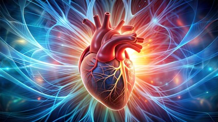 Abstract human heart muscle organ illustration. Love and romance symbol wallpaper background.