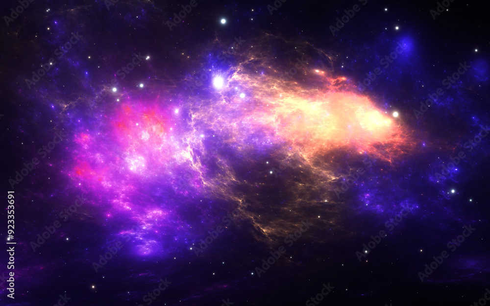 Wall mural fantasy space nebula. giant interstellar cloud with stars