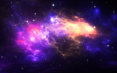 Fototapeta premium Fantasy space nebula. Giant interstellar cloud with stars
