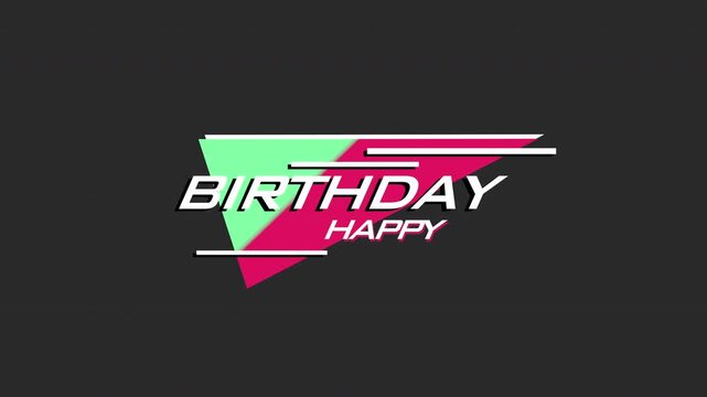 A vibrant, cheerful logo for a birthday celebration! Geometric shapes in different colors form the backdrop for Happy Birthday written in bold font. Great for online and print uses