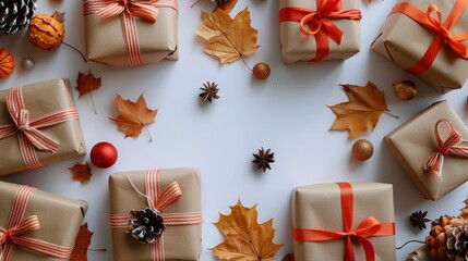 Autumn Gift Boxes and Decorations.