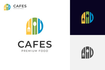 Online order food logo icon design with bubble chat concept for catering food, eatery vector logo template